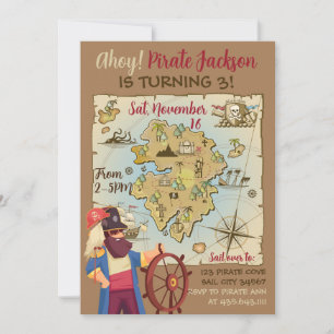 Invitation sur le thème de la carte au trésor des 