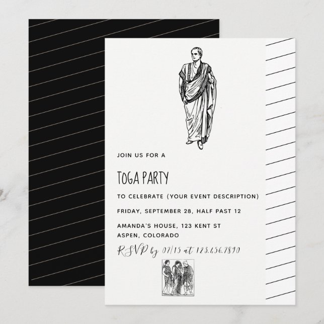 Invitation sur le thème de la soirée toge (Devant / Derrière)