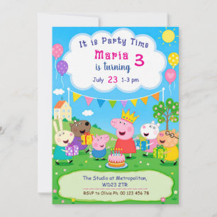 Invitation sur le thème du cochon de dessin animé.