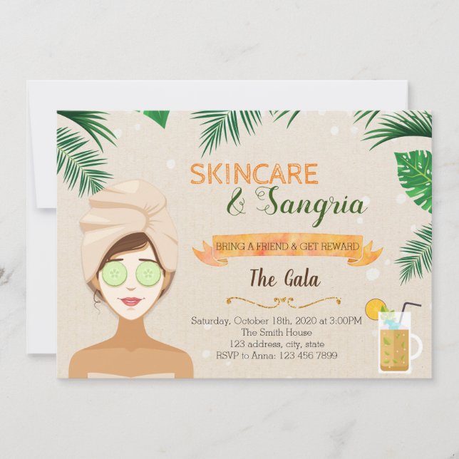 Invitation sur le thème Skincare et Sangria (Devant)