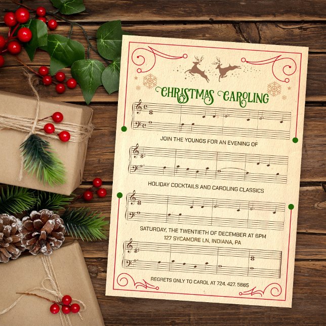 Invitation sur papier de musique de Noël vintage (Créateur téléchargé)