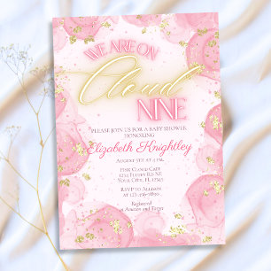 Invitation Sur Pink Cloud Neuf 9 Baby shower Gold Parties sci