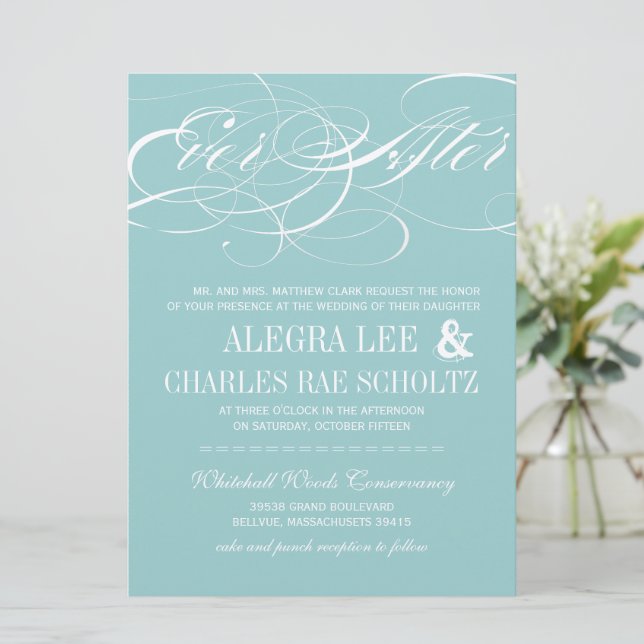 Invitation sur tableau noir Mint Ever After (Debout devant)