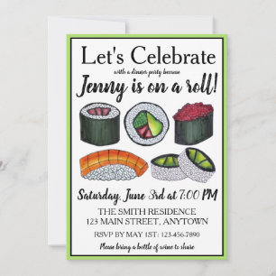 Invitation Sur un (Sushi) Roulé Célébration de Félicitations