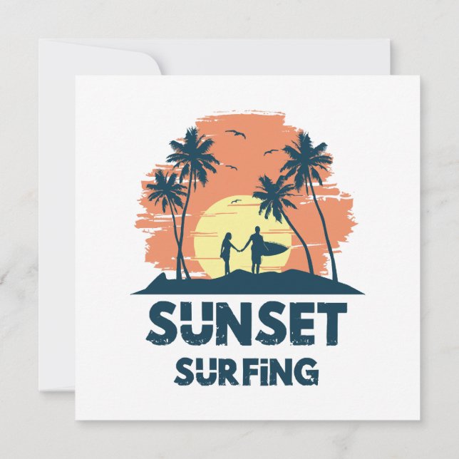 Invitation Surf au coucher du soleil (Dos)