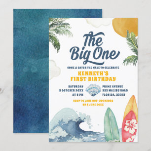 Invitation Surf Beach Summer Big One First Birthday Invitatia