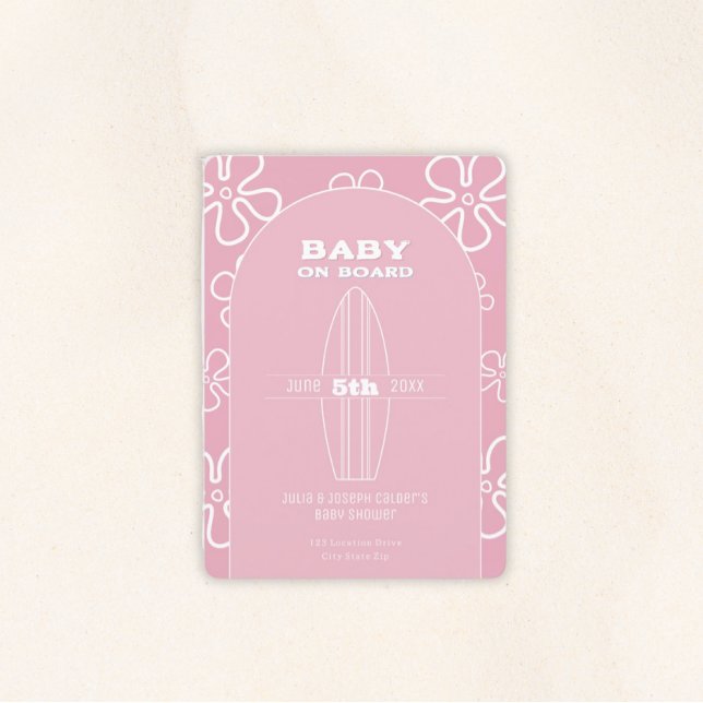 Invitation Surf Board Baby Shower - Custom Gender Neutral (Baby on Board Gender Neutral Shower)