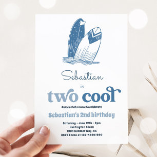 Invitation Surf Deux Cool Surf moderne 2e fête d'anniversaire