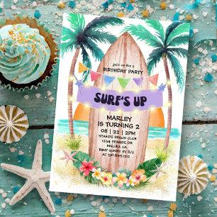 Invitation Surf et mer   Surf Up Beach Anniversaire