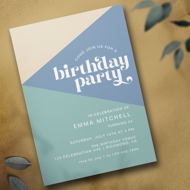 Invitation Surf moderne rétro Bleu | Beachy Birthday Party (Créateur téléchargé)