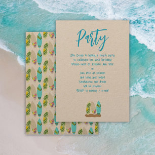 Invitation Surf Plage adulte fête d'anniversaire