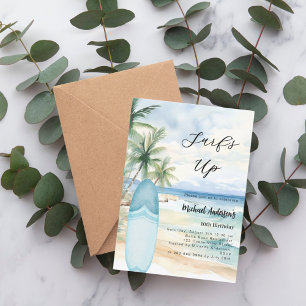 Invitation Surf plage surf de la fête d'anniversaire garçon