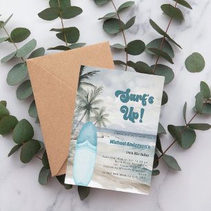 Invitation Surf plage surf de plage rétro fête d'anniversaire