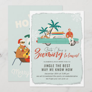 Invitation Surf Santa Claus Fête Virtuelle de Noël
