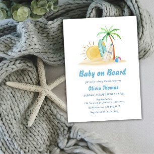 Invitation Surf Sunshine Beach Palm Tree Baby shower