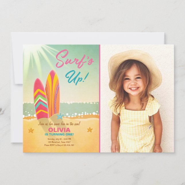 Invitation Surf surfant d'invitation d'anniversaire vers le (Devant)