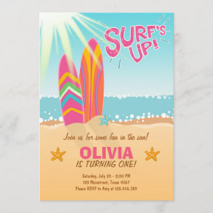 Invitation Surf surfant d'invitation d'anniversaire vers le