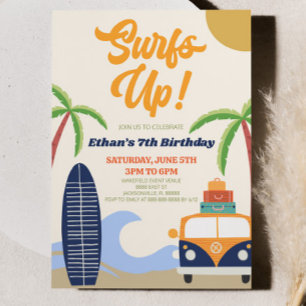 Invitation Surf Up ! Blue Beach Surf Fête d'anniversaire mode