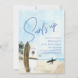 Invitation Surf Up Surfboards Beach Blue Anniversaire