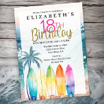 Invitation Surfboards Ocean Beach Femmes 18e anniversaire<br><div class="desc">Sparkly Ocean Surfboard Beach Invitations pour le 18e anniversaire des femmes. Il Est Facile De Changer L'Exemple De Texte En Vous Propre En Cliquant Sur Personnaliser. Cliquez Sur Personnaliser Pour Modifier Le Type De Police, La Couleur De Police, La Taille De Police Ou Pour Ajouter/Supprimer/Modifier Le Texte Ou Les Éléments...</div>