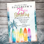 Invitation Surfboards Ocean Beach Femmes's 25th Birthday<br><div class="desc">Sparkly Ocean Surfboard Beach Invitations femmes 25e anniversaire. Il Est Facile De Changer L'Exemple De Texte En Vous Propre En Cliquant Sur Personnaliser. Cliquez Sur Personnaliser Pour Modifier Le Type De Police, La Couleur De Police, La Taille De Police Ou Pour Ajouter/Supprimer/Modifier Le Texte Ou Les Éléments De Création. Cette...</div>