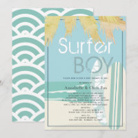 Surfer Boy Surfboards Baby shower de plage par cou