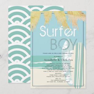 Invitation Surfer Boy Surfboards Baby shower de plage par cou