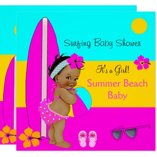 Wallpaper Invitation Surfer De Bebe De Plage De Fille De Baby Shower Zazzle Fr For Android