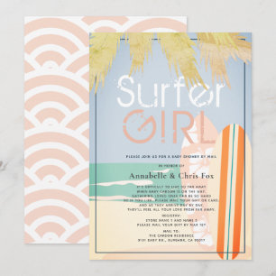 Invitation Surfer Girl Surfboards Baby shower de plage par co