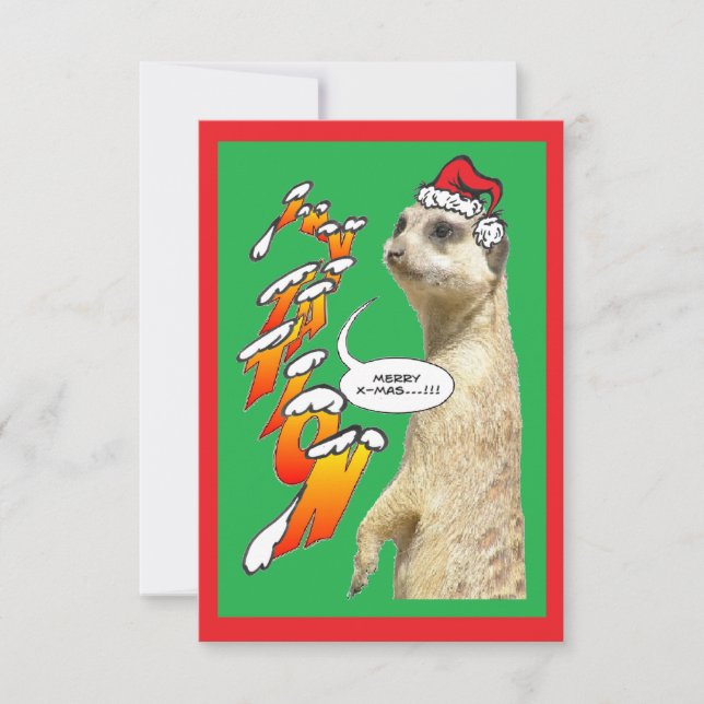Invitation suricate de Noël vert X-Mas (Devant)
