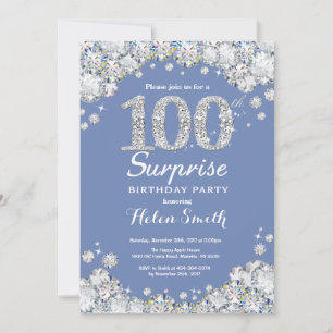 Invitation Surprise 100e anniversaire Blue Silver Diamond