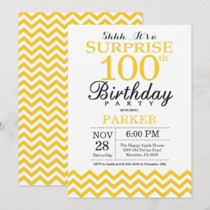 Invitation Surprise 100e anniversaire Chevron jaune