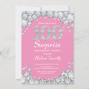 Invitation Surprise 100e Anniversaire Diamant Rose et Argent