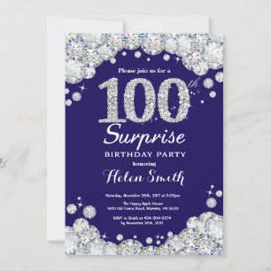 Invitation Surprise 100e anniversaire Marine Bleu Silver Diam