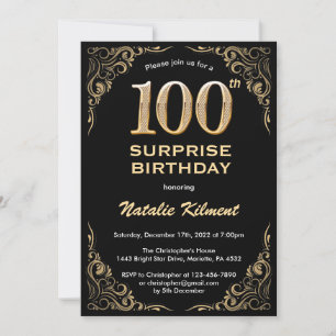 Invitation Surprise 100e anniversaire Parties scintillant noi