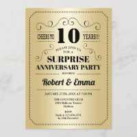 Surprise 10e anniversaire de fête - Gold Black