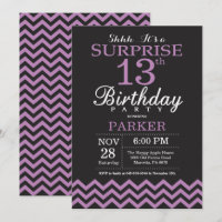 Invitation surprise 13e anniversaire Black and Pur