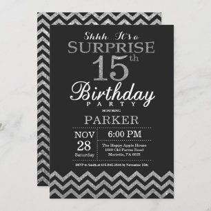 Invitation surprise 15e anniversaire Parties scint