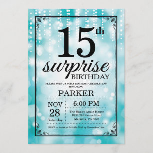 Invitation surprise 15e anniversaire Parties scint