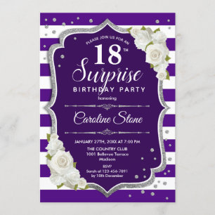 Invitation Surprise 18e anniversaire - Argent violet