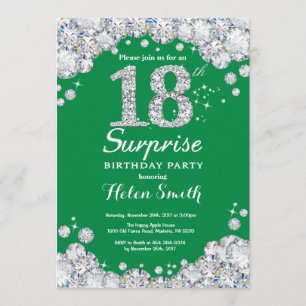 Invitation Surprise 18e anniversaire Diamant vert et argent