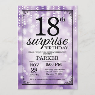 Invitation surprise 18e anniversaire Parties scint