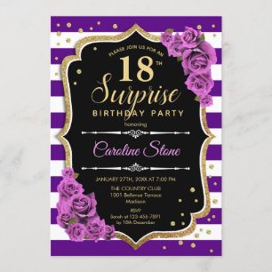 Invitation Surprise 18e anniversaire - Purple Gold