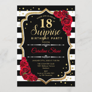 Invitations Faire Part Cartes Anniversaire Blanc Rouge Noir Zazzle