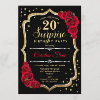 Surprise 20e anniversaire - Black Gold Red Invitat