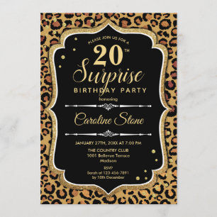Invitation Surprise 20e anniversaire - Leopard Black Gold