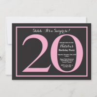 Surprise 20e anniversaire Pink and Black Chalkboar