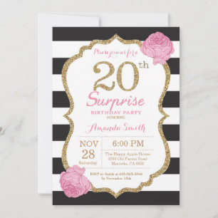Invitation surprise 20e anniversaire Pink Black Go