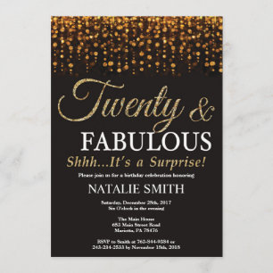 Invitation Surprise 20e anniversaire Vingt et l'or fabuleux