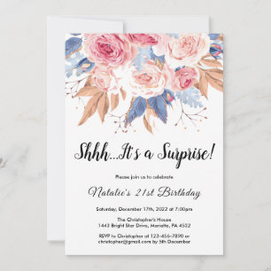 Invitation Surprise 21e anniversaire Aquarelle Botanique Flor